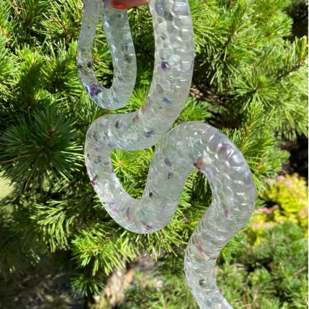 Rainbow Fluorite Snake, Carved Snake, Crystal Snake - Picture 2 of 3